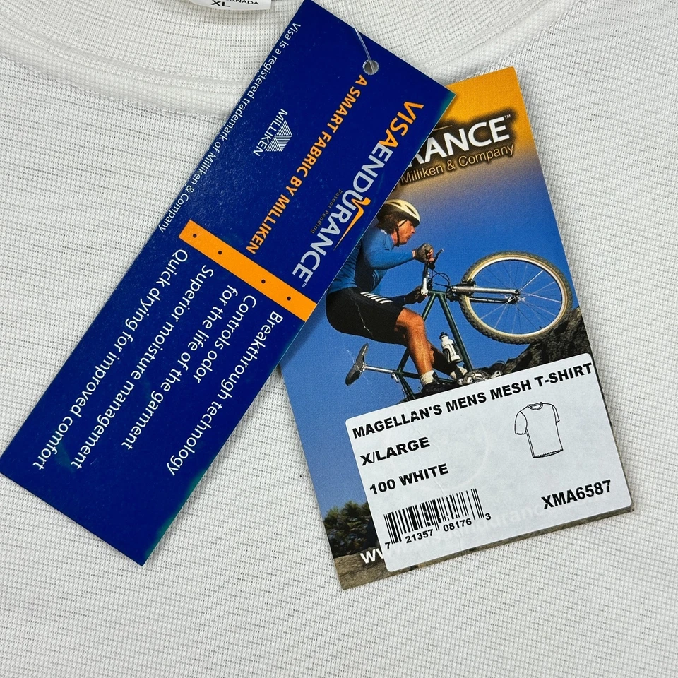 NEW Magellans Santa Barbara T-Shirt Mens XL White Mesh Moisture wicking Cycling - Image 3 of 4