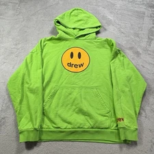 Drew House Smiley Face Hoodie Men’s L Green Yellow Logo Justin Bieber