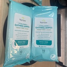 Nurture Ultra Thick Body Wipes for Adults w/Aloe  2 packs Of 10 Each Disposable