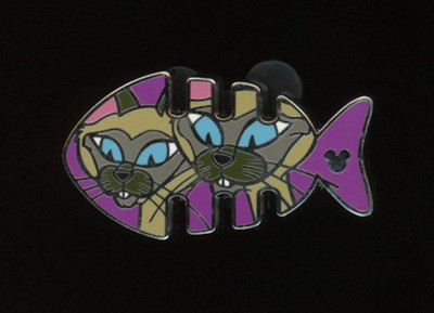 Authentic HKDL Hong Kong Hidden Mickey Fish Bone Lady Tramp Si Am Disney Pin