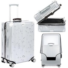 Clear Suitcase Cover PVC Protector with Zip, Waterproof Transparent Luggage C...
