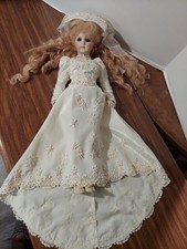 Dolls By Barbara San Roman "Lady Jumeau" BRIDE 20" Solid Porcelain Mohair Wig
