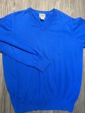 LL Bean Cotton / Cashmere Sweater Mens large Long Sleeve Blue V-Neck VTG 90s