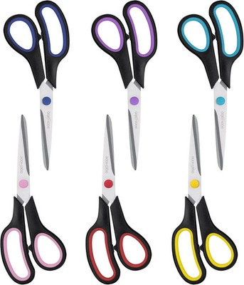Scissors Set of 1 or 2 or 6 Pc 8 Scissors All Purpose Comfort-Grip Handles Sharp