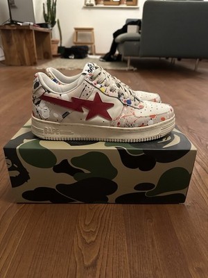 A Bathing Ape Bapesta Low Paint Splatter - Ivory