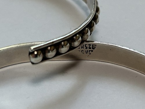 Paar Vintage Mexiko Sterlingsilber 925 blauer Stein Perlen Armbänder 2 - Bild 6 von 7