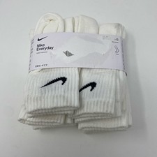 Nike Men's Everyday Dri-FIT Cushioned Crew Socks, White, Medium, 6 Pairs
