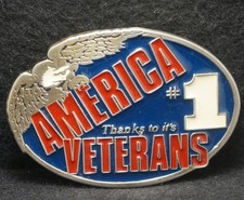 XC23140 VINTAGE 1970s  AMERICA 1 THANKS TO IT'S VETERANS  MENS BELT BUCKLE