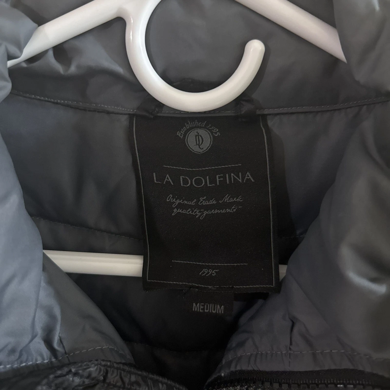 La Dolfina Men's Black Quilted Puffer Jacket Full Zip, Size L - product detail image 2
