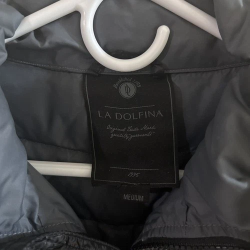 La Dolfina Men's Black Quilted Puffer Jacket Full Zip, Size L image 2