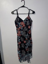 GUESS Women's Pink Floral Slinky Spaghetti Strap Dress Size XS