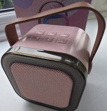 Tragbare Karaoke Maschine Kabellos Mikrofon & Lautsprecher Rosa Bluetooth USB Brandneu