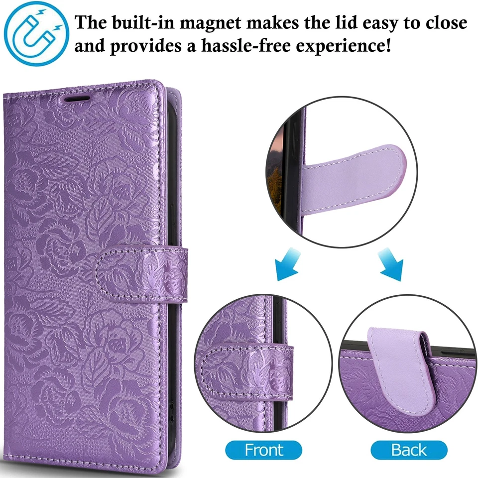 For Samsung Galaxy S25 Ultra S24 FE S23 S22 Note 20 Magnetic Leather Wallet Case - Image 4 of 4