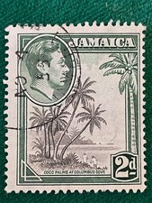 1938 Jamaican stamp: King George VI 2d - Columbus Cove - canceled never hinged