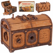 Treasure Chest Puzzle Box for Adults 3D Wooden Puzzles Mystery Box Brain ...