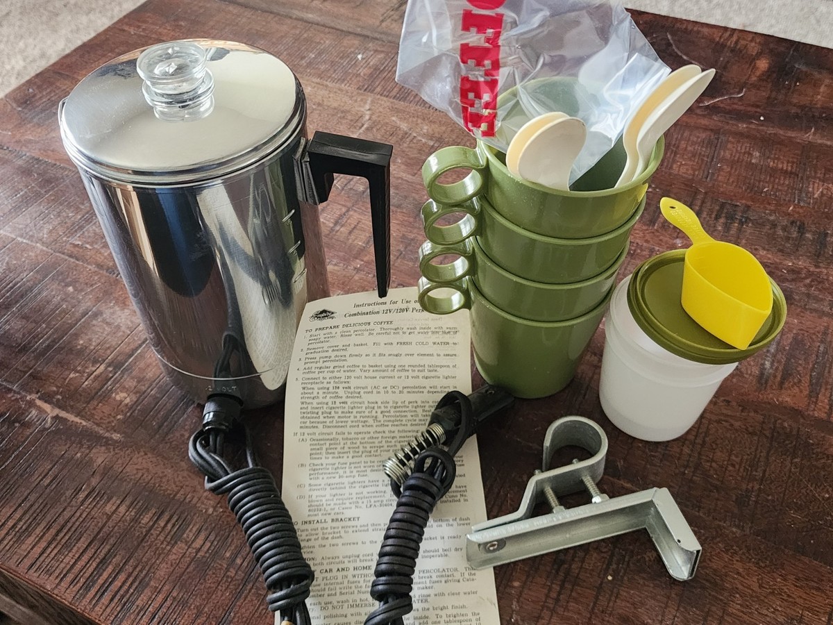1960s Empire 12V/120V Electric Percolator Coffee Set, 4 Cups, Accessories |  eBay