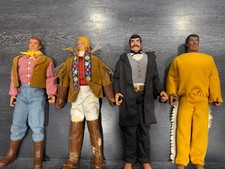 Set Of 4 Dolls Colonial Men, Time Products Frontier Heroes Sitting Bull Action