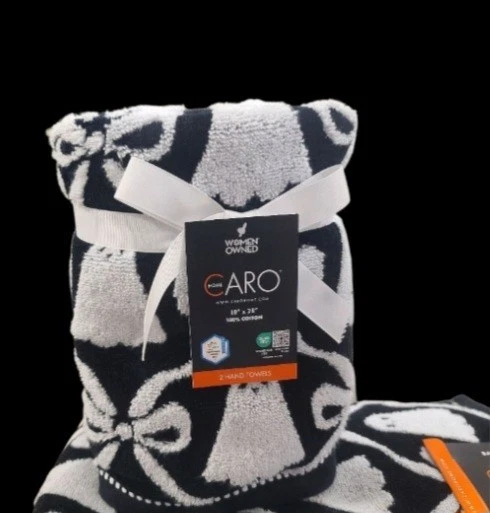 Juego de 4 toallas de baño y mano con arco coqueta fantasma de Halloween negro blanco Caro Home nuevo Foto 3 de 4