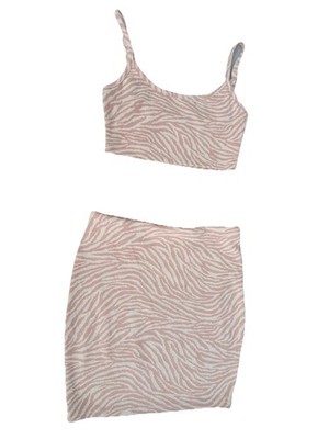 BLANC NWT 2 pc Set Top and Mini Skirt Pink/Tan sz M Orig Price $45 Bratz Grunge