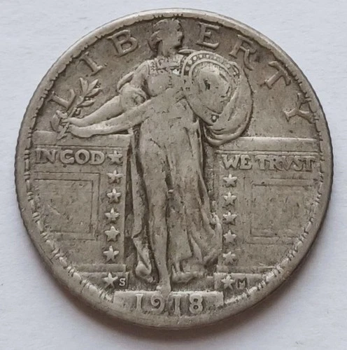1918-S Standing Liberty Silver Quarter VF 25C San Francisco Coin