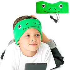 Soft Fleece Kids Headphones  Green Frog Cozy Phones