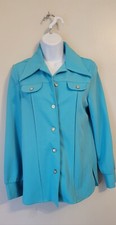 Vintage Robins Egg Blue Polyester Wide Collar Western Jacket Top JC Penney L