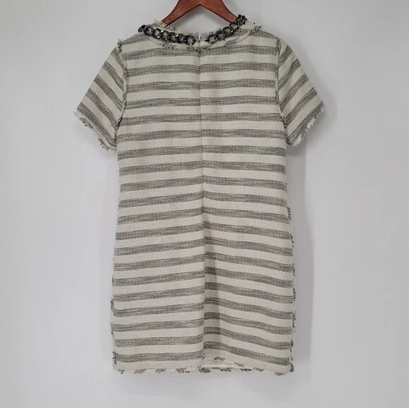 Abito Michael Kors NUOVO tweed righe catena manica corta cambio taglia 10