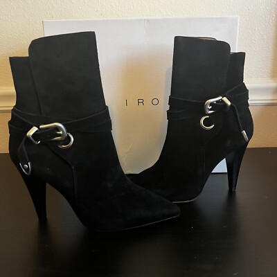 IRO Grandos Boots Black Womens Size Eu 40 / US 8.5 - 9 New Western Buckle $640