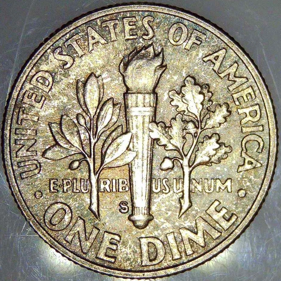 1947S Silver Roosevelt Dime— Beautiful Toning Great Color - See Video! - Image 3 of 4