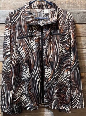 Laura Ashley, Zippered Jacket, Women’s Size 3X, Lightweight, Animal Print 