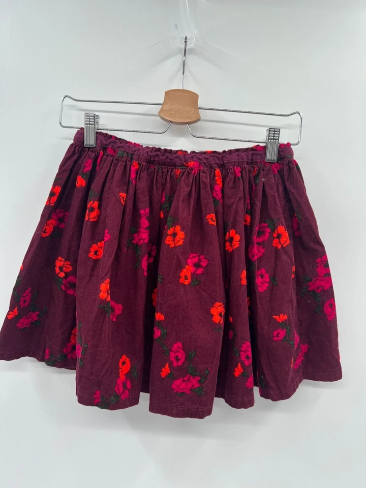 Falda de pana Lands End para niñas talla mediana púrpura rosa estampado floral Foto 2 de 4