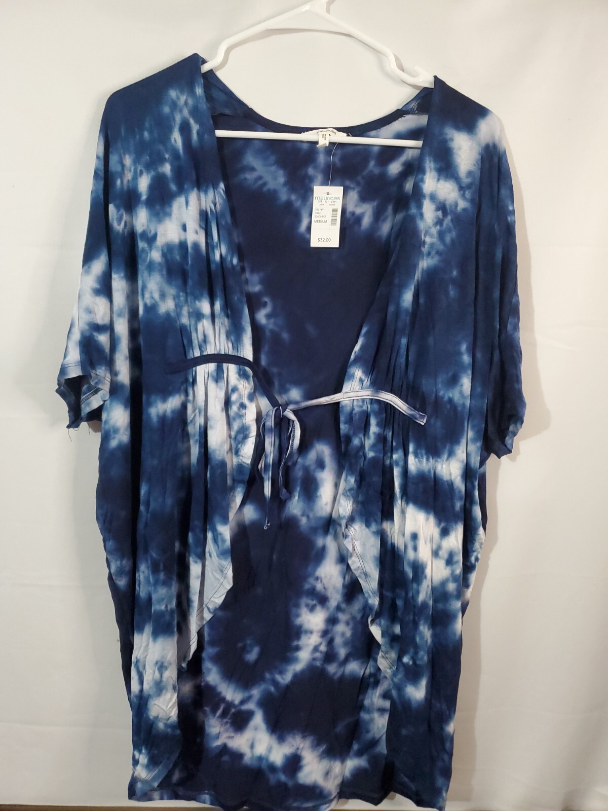 MAURICES Open Cardigan Women's Size Medium Tie Dye Short Sleeve Tie Front