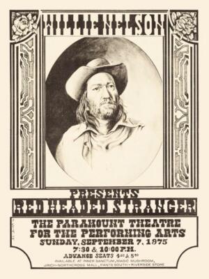 Willie Nelson - 18'' x 24'' POSTER - Red Headed Stranger live in 75' - Austin TX