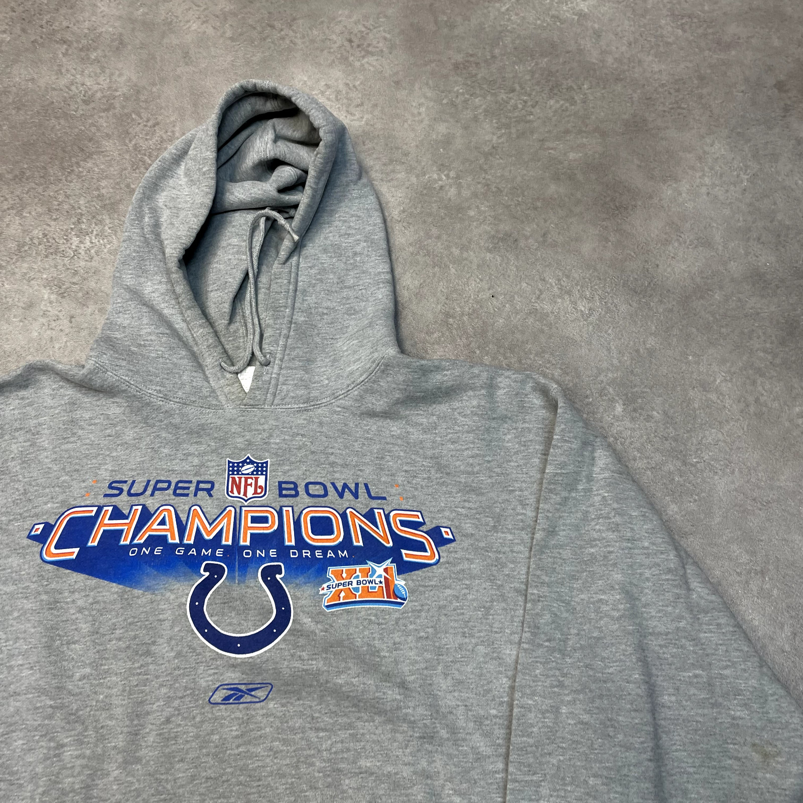 Reebok NFL Hoodie Mens Y2K Indianapolis Colts Pull Over Sweatshirt, Grey, Large image 2