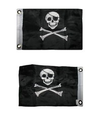 12x18 Jolly Roger Patch Pirate Nylon Double Sided 12"x18" Boat Flag 100D