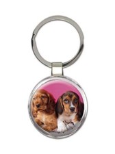 Dogs : Gift Round Keychain Pet Animal Puppy Cute Funny Pink Canine Pets