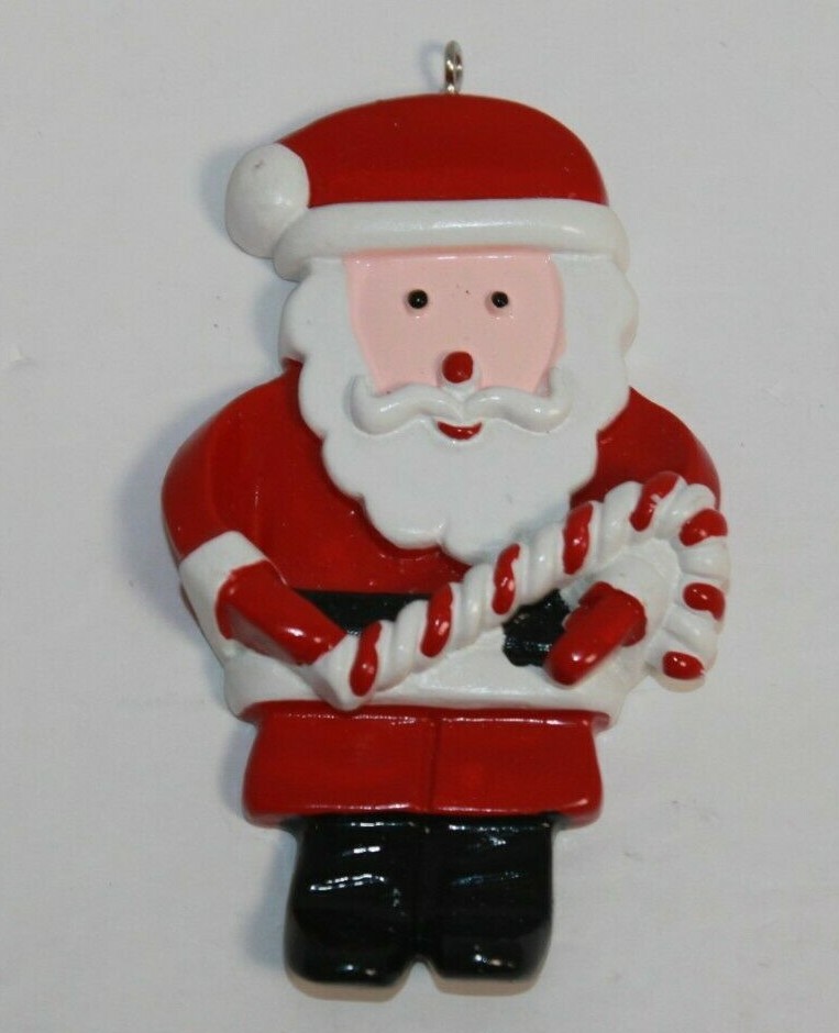 Hand-Painted Santa Claus Candy Cane Christmas Tree Ornament