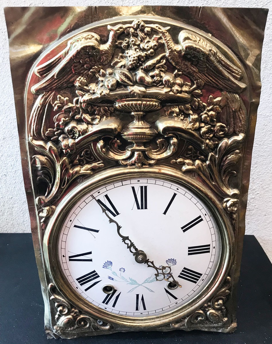 MECANISME MOUVEMENT PENDULE HORLOGE COMTOISE CADRAN EMAIL decor