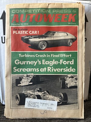 1968 Competition Press and Autoweek News, Dan Gurney Wins Riverside Cover