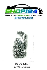 50 Piece Short 1/8" Length SS 2-56 Hex Drive Button Head Screws for Hot Wheels