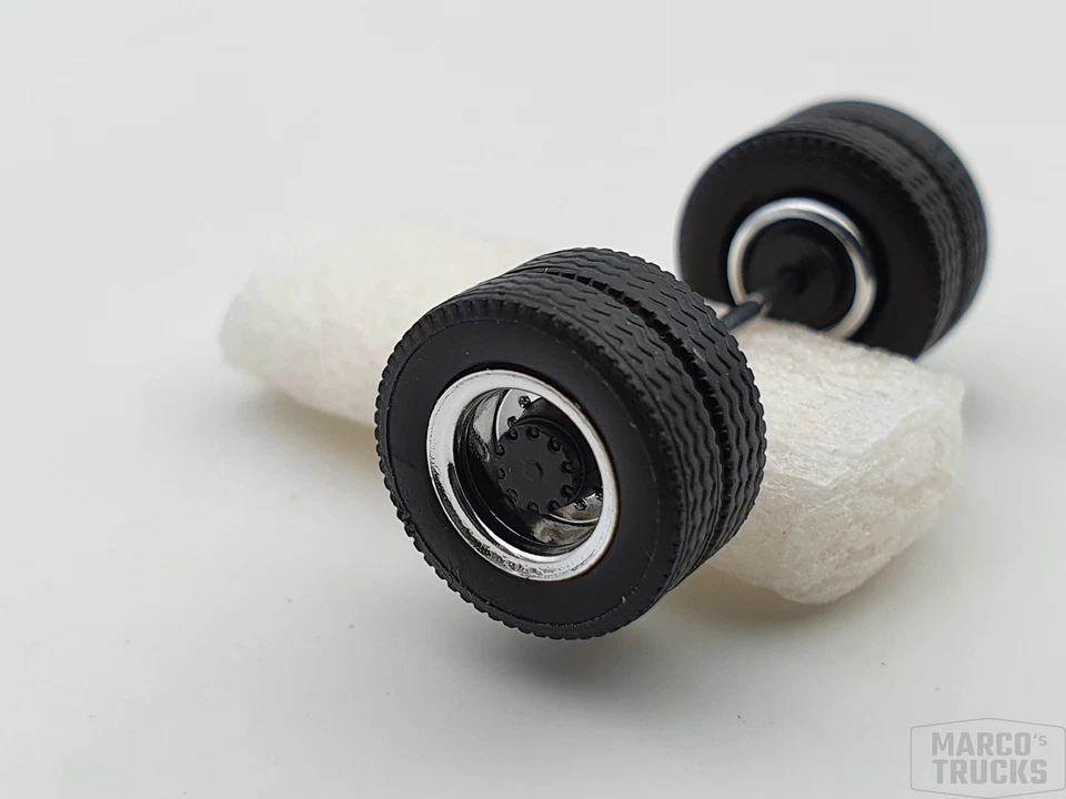 Herpa Radsatz Zugmaschine 2tlg chrom/schwarz Antriebsachse 690101b /HR23