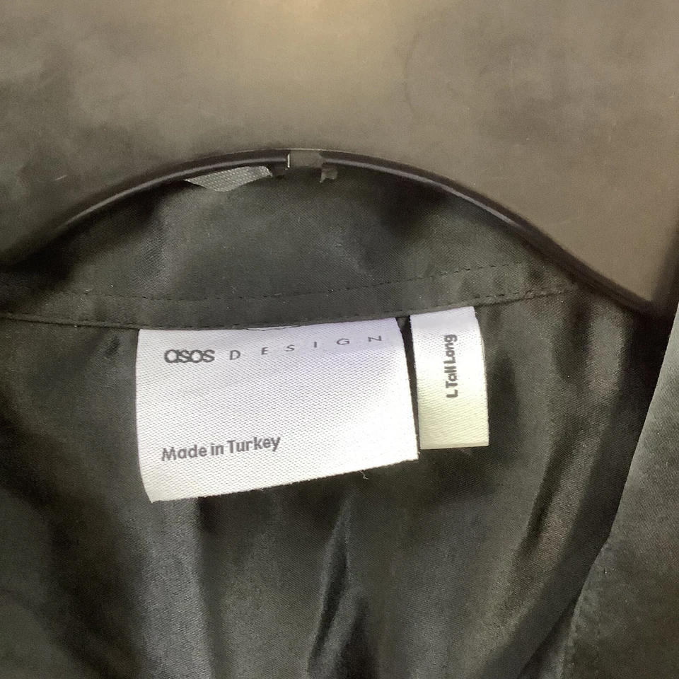 ASOS дизайн мужской платье рубашка черный длинные рукава Revere воротник на пуговицах размер LT - Изображение 3 из 4