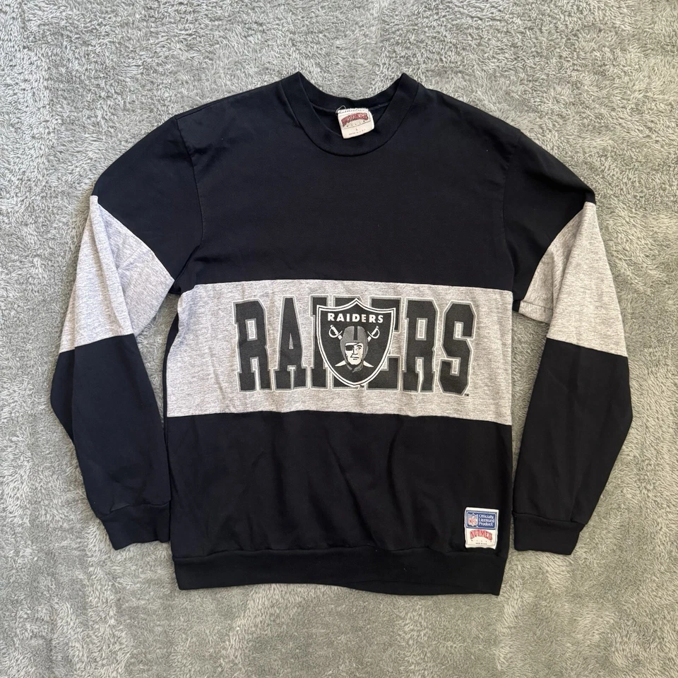 Sudadera De Colección Nuez moscada Para Hombres Raiders Spellout Cuello Redondo Hecha en EE. UU. Talla Grande Foto 2 de 4