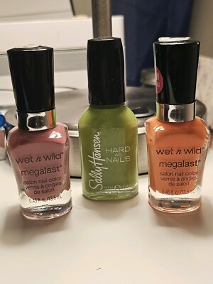 Wet N Wild Megalast Nail Color AND  1 Sally Hansen Nail Polish (Set of 3)