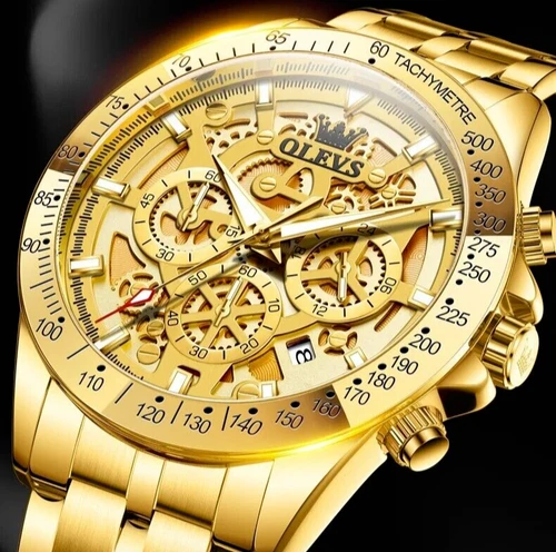 Waterproof Quartz Luminous OLEVS Business Luxury Men Watch Date Strap Gold Watch - Bild 10 von 25