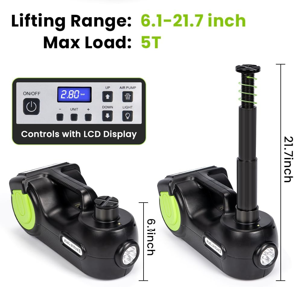 Anbull Electric Car Jack Kit 5 Ton,Hydraulic Car Jack Lift DC12V with