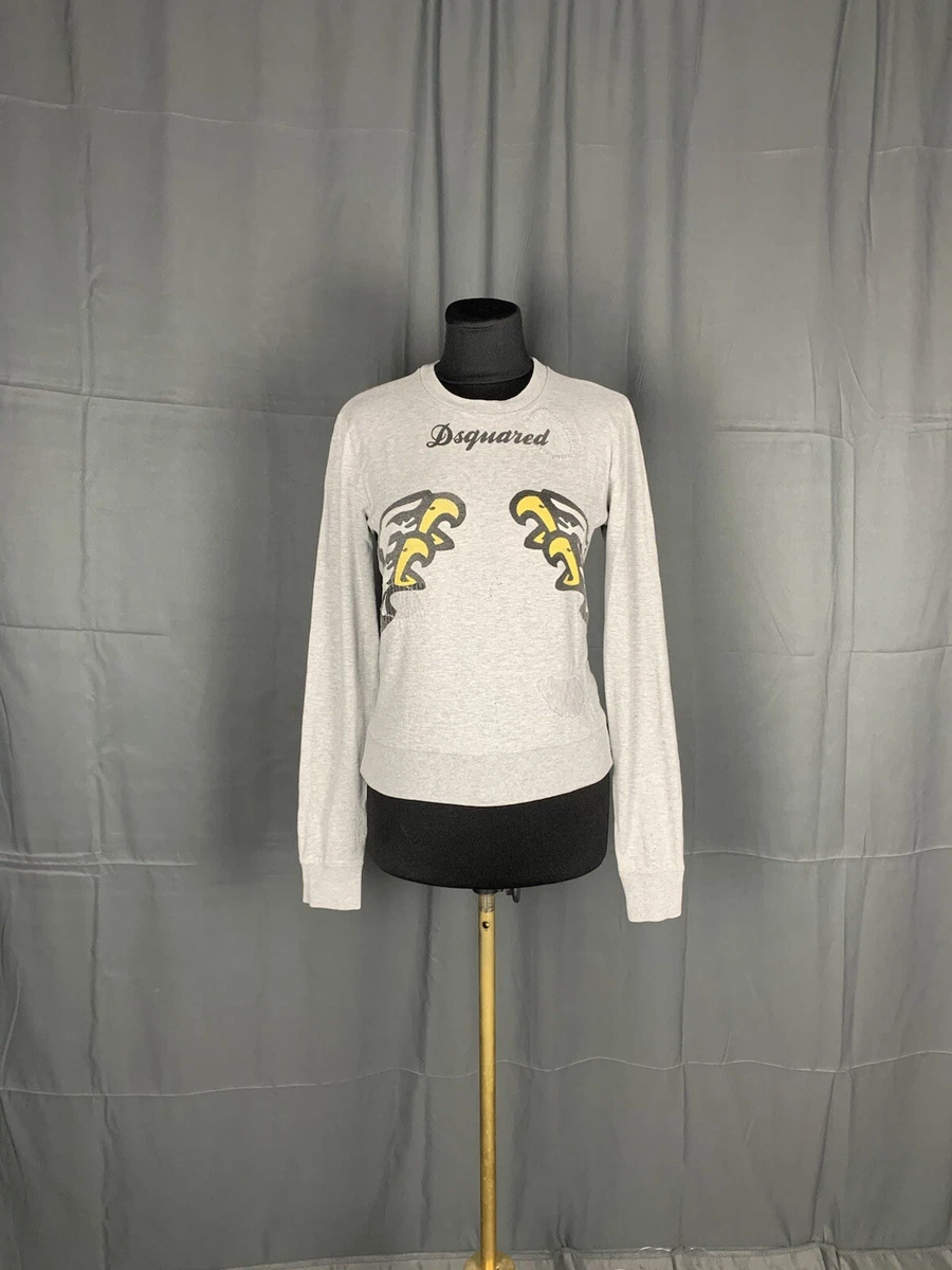 Dsquared2 Big Logo Distressed Women s Gray Crewneck Sweater Size S