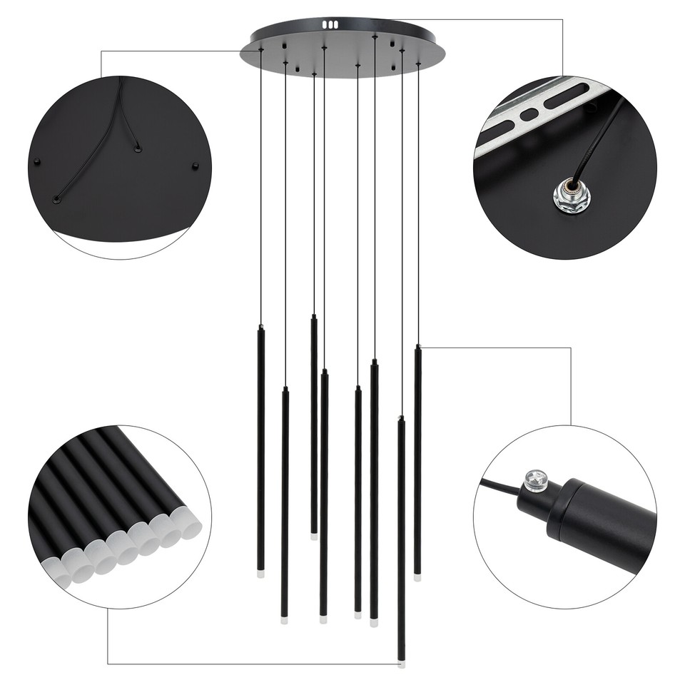 Modern Iron Chandeliers 8Light Black Ceiling Pendant Light Hanging