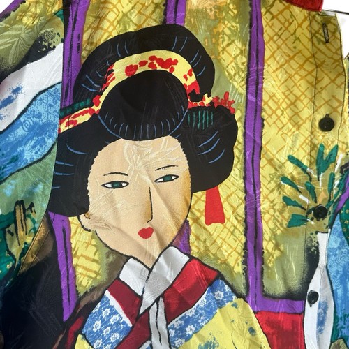 Chico's Design 2 Large Vintage Asian Japanese Colorful Silk Top Kimono-Clad Art - Picture 4 of 12