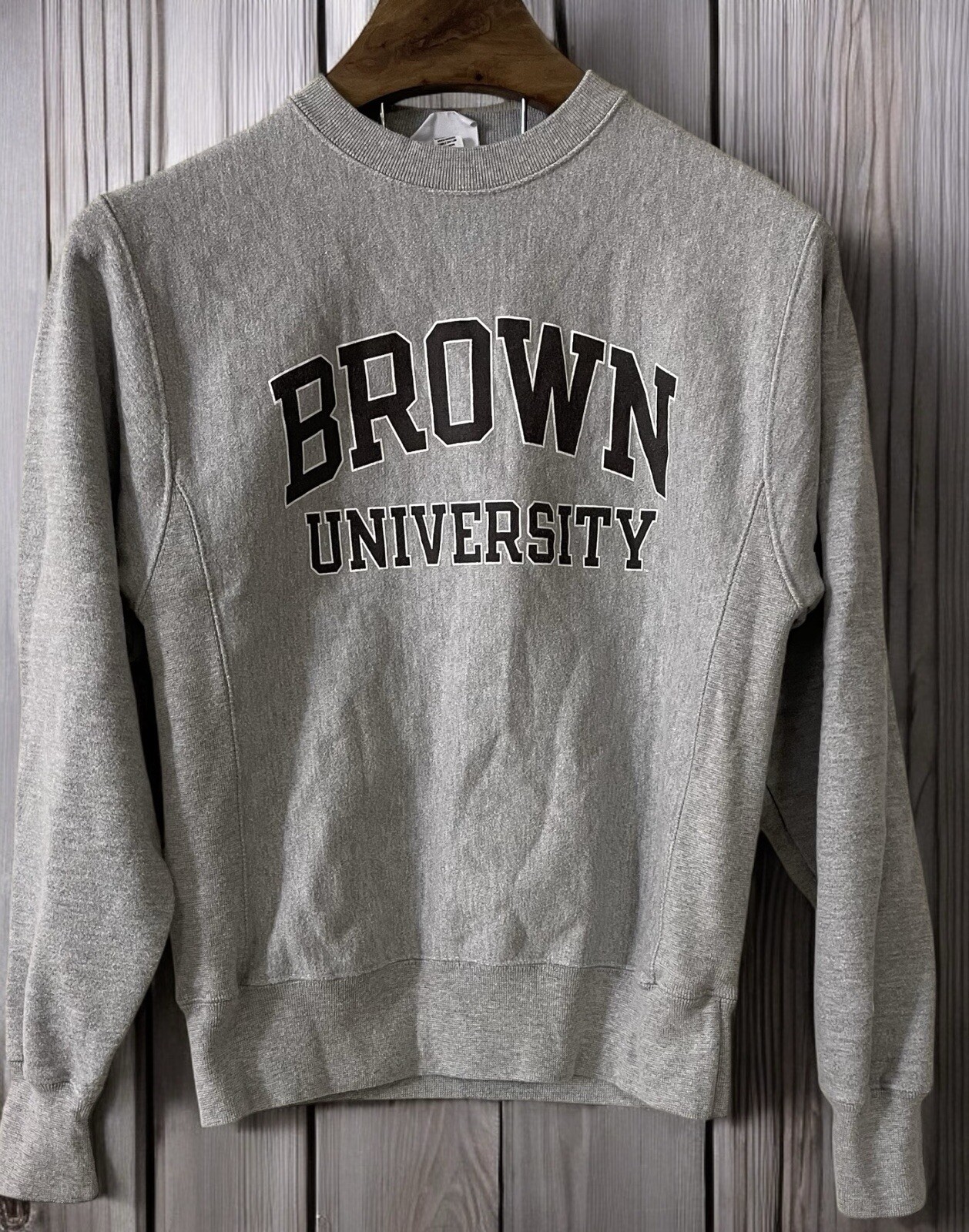 VTG Champion Reverse Weave Brown University Sweatshirt Spellout Gray Brown S Uni